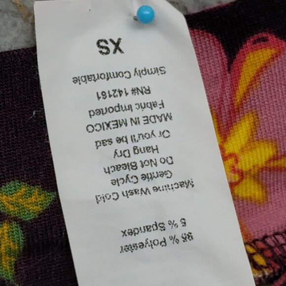 Lularoe Madison Skirt Size XS Floral Print Purple Pink and Yellow Pockets Pullon - Picture 8 of 8